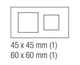 EKINEX EK-D2F-GAG Placca doppia 1 finestra 45X45 + 1 finestra 60X60 in plastica (colore argento)