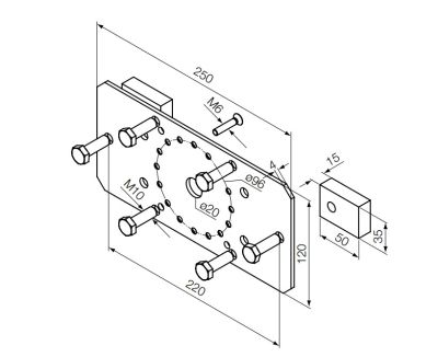 NICE 693.13.00 Kit supporto 250x120 per fianchi Supporti Era LH diametro 58 mm, per motori tubolari