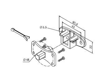 NICE 692.42.00 Perno quadro 10 mm + staffa a sella, con interasse 44 mm (per motori con finecorsa programmati in modalita' manuale) 