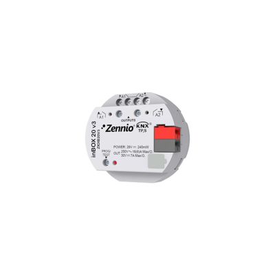 ZENNIO ZIOIB20V3 InBox 20 v3 - Built-in multifunction actuator with 2 outputs (16 A C-Load)