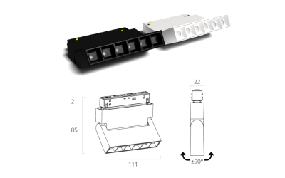 LEDCO MGA06LBN/BI ADJUSTABLE DARK LIGHT LED BAR 48V 6W 4000K BIAN