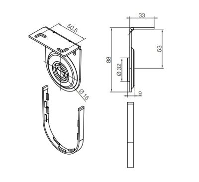 NICE 1191.44.00 Supporto intermedio bianco, interasse 55 mm, per motori 35/45 mm