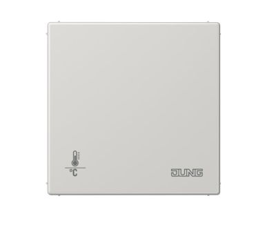 JUNG LS2178ORTSLG Termostato per ambienti KNX con accoppiatore bus integrato e interfaccia pulsanti 4 canali. Senza manopola di regolazione del valore di temperatura- grigio chiaro