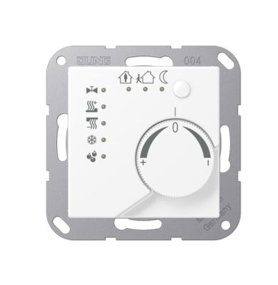 JUNG A2178TSWWM Termostato per ambienti KNX con accoppiatore bus integrato e interfaccia pulsanti 4 canali- bianco alpino opaco