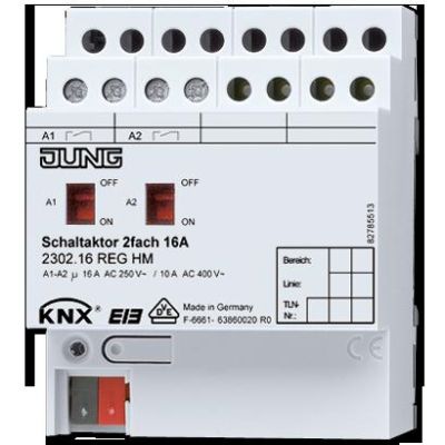 JUNG 2302.16REGHM Attuatore di commutazione KNX a 2 canali