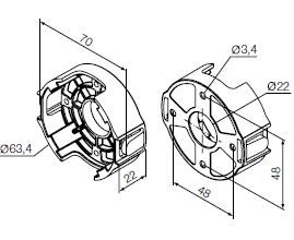 NICE 701.55.00 Supporto compatto in plastica, per viteautofilettante a interasse 48 mm