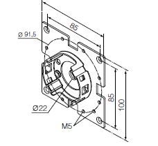 NICE 701.52.00 Supporto compatto, con flangia 100x100 Supporti serie Era M diametro 45 mm