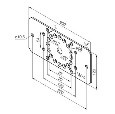 NICE 693.12.00 Supporto 250x120 per fianchi Supporti Era LH diametro 58 mm, per motori tubolari