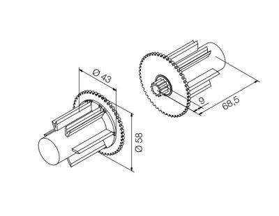 NICE 988.20.00 Kit calotta intermedia bianca per rullo tipo Acmeda 48 mm, per motori 35 mm.