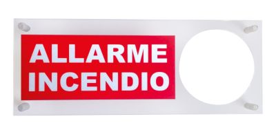 VIMO KLAMPSET9B Plexi sign with 120mm hole for FIRE ALARM siren 