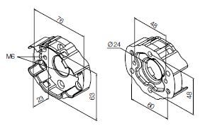 NICE 703.12.00 Supporto compatto in alluminio, con 2 fori interasse 48 (M6) e 60 mm