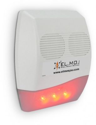 ELMO SA100A Sirena autoalimentata da esterno a 1 tromba con lampeggiatore LED arancione 