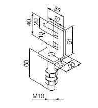 NICE 692.00.00 Staffa regolabile per perno quadro 10 mm (da accoppiare necessariamente all'art. 525.10013/AX)