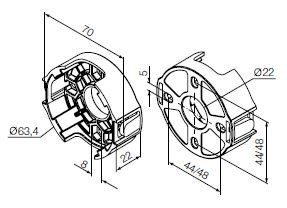 NICE 701.53.00 Supporto compatto in plastica, ad esagono incassato a interasse 44/48 mm