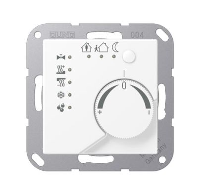 JUNG A2178WWM Termostato per ambienti KNX con accoppiatore bus integrato e manopola di regolazione del valore di temperatura- bianco alpino opaco