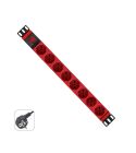 WP RACK WPN-PDU-G01-08/R RACK 19 PDU WITH 8 ITALIAN/SCHUKO RED OUTLETS, SCHUKO PLUG