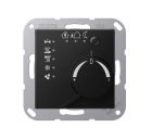 JUNG A2178TSSWM KNX room thermostat with integrated bus coupler and temperature value adjustment knob - matt graphite black