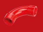 THERMOSTICK AA-E25-90R 90-degree curve in red ABS. Diameter. 25 mm